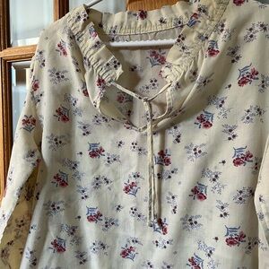 Floral Nightgown with Tie Neck